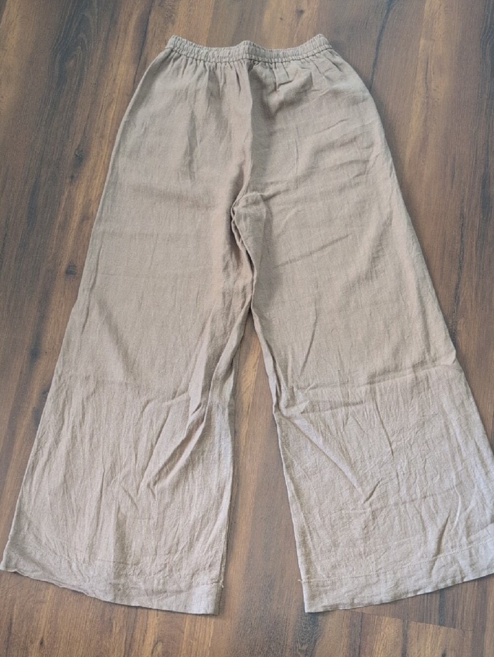 Max Studio Beige Wide-Leg Drawstring Pants - Picture 3 of 3